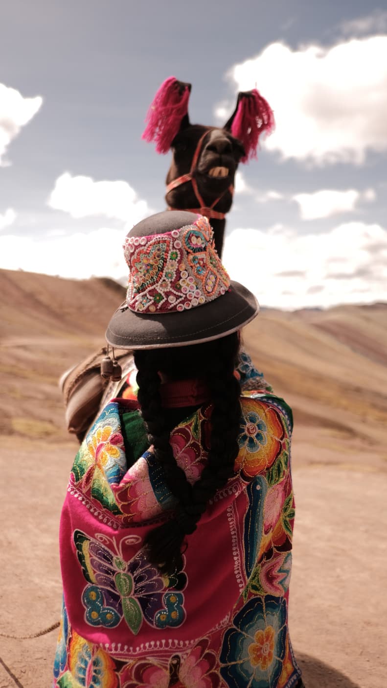 Richly embroidered clothing, Peruvian highlands